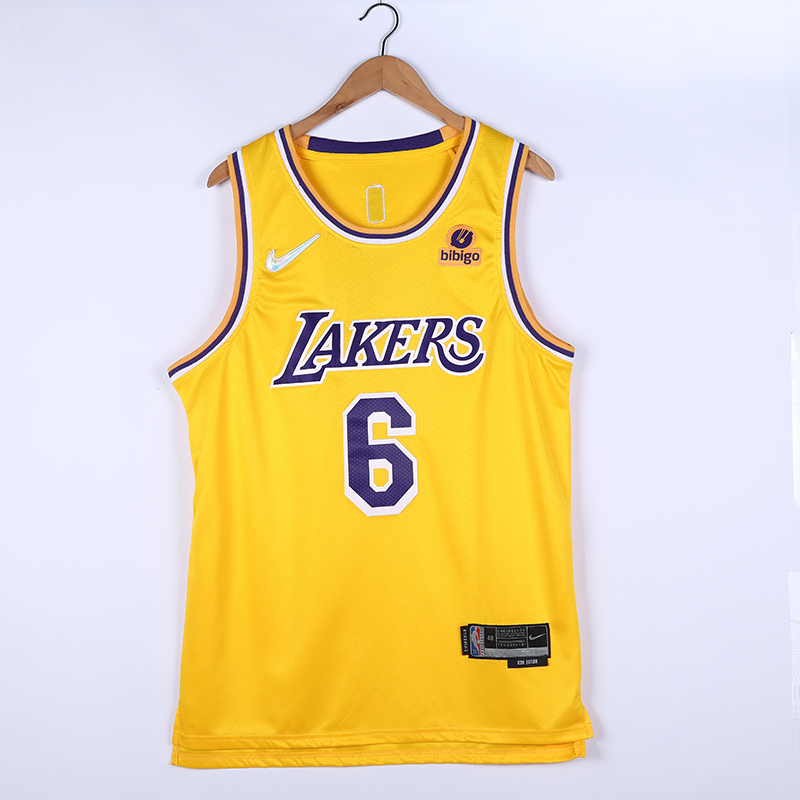 2022 Men Los Angeles Lakers #6 James Yellow City Edition 75th Nike 2021 NBA Jersey->nfl hats->Sports Caps